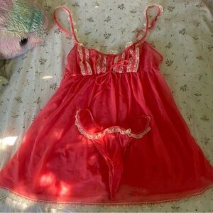 vintage victoria secret Y2K babydoll nightie set size S sheer lace coquette 🎀